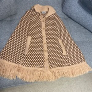 Women ROXANNA Poncho Beige Brown OS